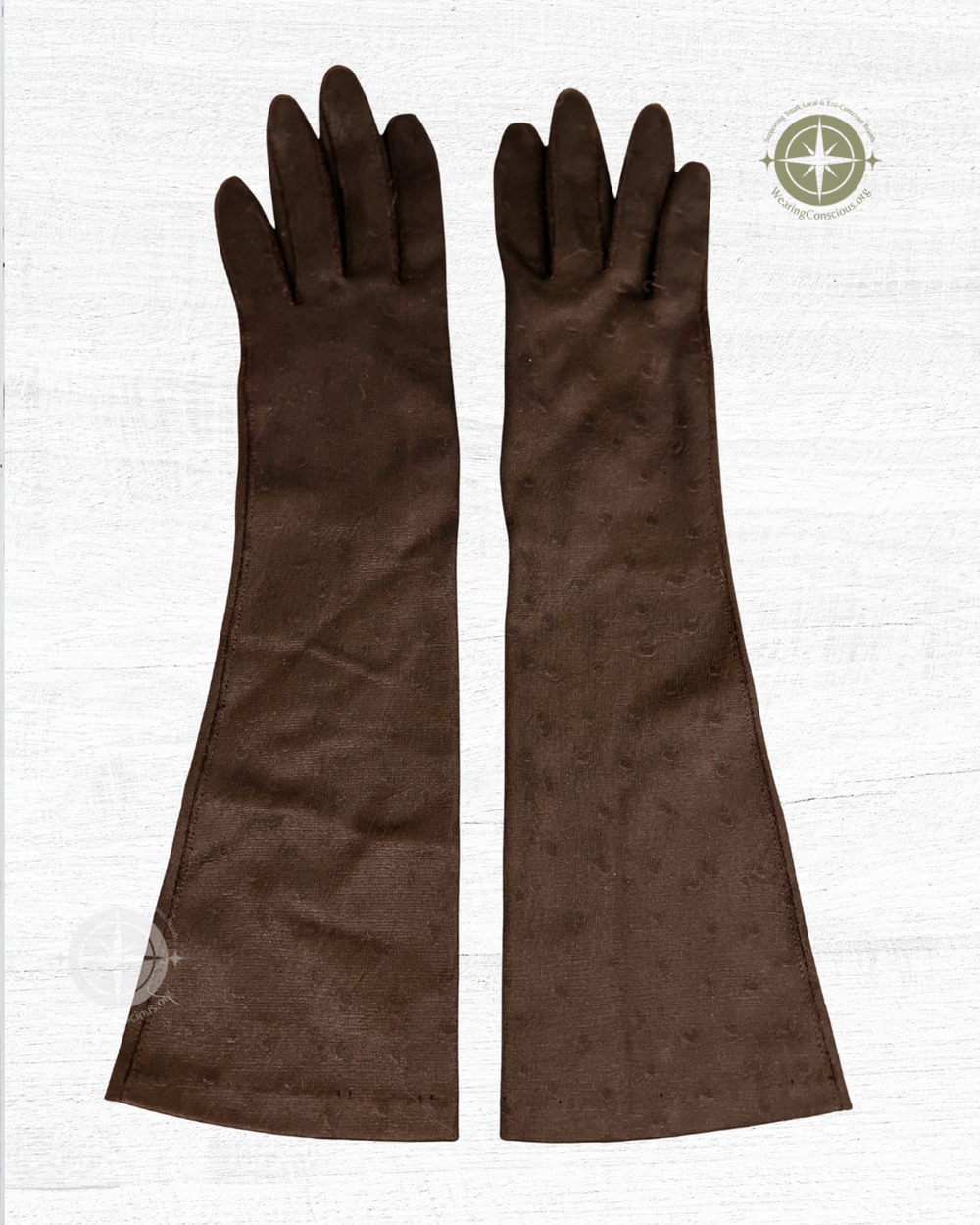 The OSTRICH PRINT 1960s Vintage Gloves – Brown